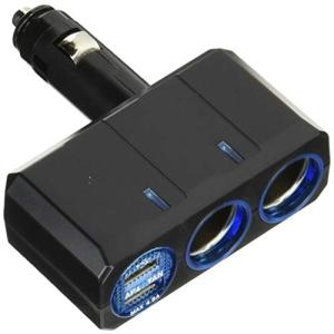 槌屋ヤック 車用 ソケット分配器 リングライトソケット ディレクション ツイン+2口USB 4.8A PZ710の商品画像