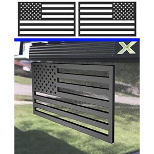 3Dアメリカ国旗エンブレムデカール 切り抜き 厚さ3mm 車 トラック SUV用 5インチx3インチ (マットブラック 1ペア)の商品画像