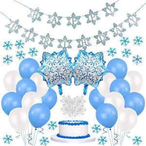 誕生日 飾り付け ブルー パーティー クリスマス 冬 １歳 ２歳 100日お祝い 雪花 紙吹雪 アルミ風船 Happy Birthdayガーランド 部 S 2122 California雑貨店 通販 Yahoo ショッピング