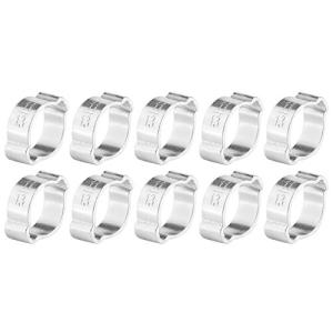 Akozon 10本ホースクランプ ステンレス鋼2耳パイプクリップフープ配管ファスナーFuleガソリン配管