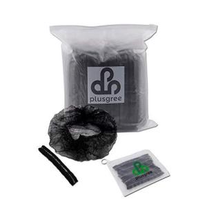 plusgree 使い捨てキャップ 不織布 ヘア ネット キャップ 黒 抜け毛対策 100枚入り Lサイズ 保管袋 携帯バッグ付き 美容 調理 介護の商品画像