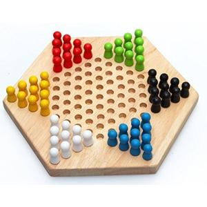 Sasuga 木製 六角 チェッカー ゲーム ボードゲーム 子ども 知育玩具