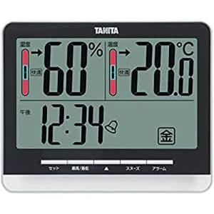 タニタ 温湿度計 時計 アラーム スヌーズ 温度 湿度 デジタル 大画面 ブラック TT-538 BK 温度湿度の快適レベルを5段階でお知らせの商品画像