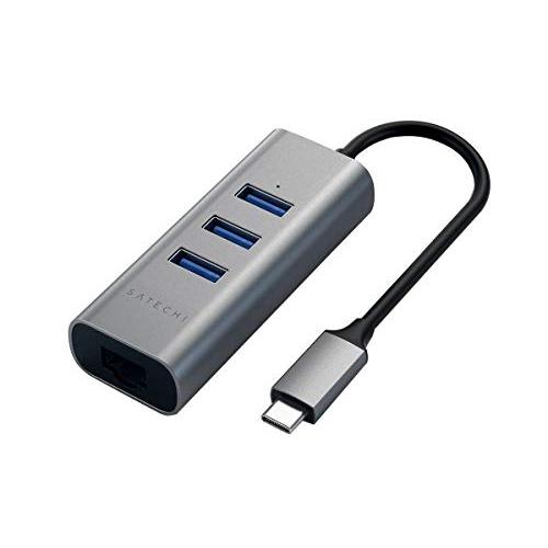 Satechi Type-C 2-in-1 LANポート付き アルミニウム 3ポートUSB 3.0ハ...