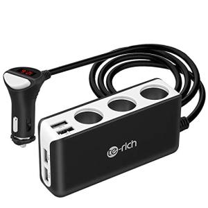 Te-Rich シガーソケット usb 車載充電器 ソケット 3連 4USBポート 最大6.8A/5V 急速充電 12V/24V車対応 LED付 オーの商品画像