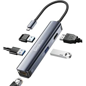 Dockteck USB C 5-in-1ハブ Lan HDMI ハブ アダプタ Typec ハブ 1Gbpsイーサネットポート 4K対応HDMI出力の商品画像