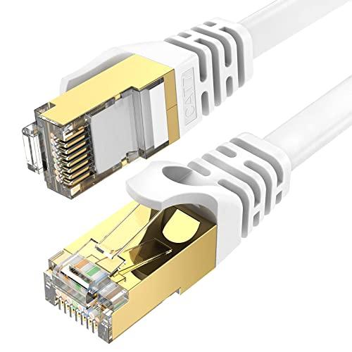 LANケーブル 20m CAT7 ランケーブル 白 STP カテゴリー7 フラットケーブル RJ45...