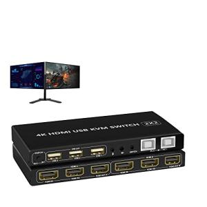 デュアル モニター KVM スイッチ 4K @60Hz 2 ポート拡張ディスプレイ