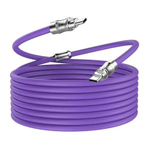 WLGQ USB-CからUSB-C PD 100 W親水性液体シリカゲル材料急速充電ケーブルUSB C型インタフェース装置汎用充電ケーブル（紫色）｜0312