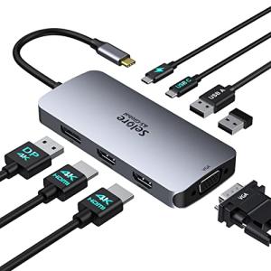 【2023 NEW モデル】USB C ハブ 8in1 usb ハブ ドッキングステーション hdmi 2ポート HDMI*2 4画面拡張可能 4K@｜0312