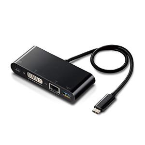 エレコム Type-C ドッキングステーション Cハブ PD対応 [充電用Type-C1ポート/USB (3.0) 1ポート/DVI1ポート/LANポートの商品画像