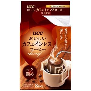 UCC おいしいカフェインレスコーヒー ワンドリップコーヒー コク深め (7g×8杯分)×12袋入 ...