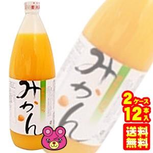 国産 ストレート みかんジュース 瓶 1L×6本入×2ケース：合計12本 1000ml 無添加 日本果実工業 ／飲料