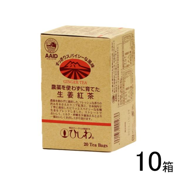 10箱／ 菱和園 農薬を使わずに育てた生姜紅茶 ティーバッグ 20袋×10箱 ひしわ紅茶