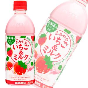 サンガリア 1ケース／ まろやかいちご＆ミルク PET 500ml×24本入