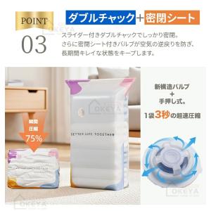 真空 圧縮袋 衣類 ふとん圧縮袋 ポンプ不要立...の詳細画像5