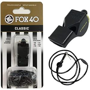 FOX40 ホイッスル Classic 115db (黒) ランヤード付属 ピーレス構造 (コルク玉不使用) STRAZAR (STR-WHSC-B)の商品画像