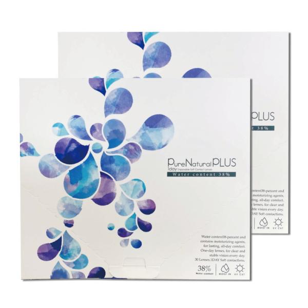 コンタクト 2箱セット ピュアナチュラルプラス 38 UVM  Pure Natural 1day ...