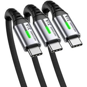 INIU USB C ケーブル (3本セット 0.5m+2m+2m)PD QC 対応 3.1A 急速充電 超高耐久 高速データ転送 高耐久ナ｜10001