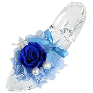 ティートサイト プリザーブドフラワー ガラス製 ハイヒール ガラスの靴 (バラ あじさい ブルー)｜10001