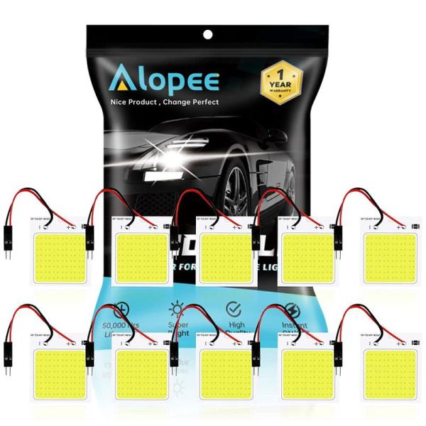 ALOPEE 10パックホワイト300ルームCOB 48-SMD 12V DC LEDライト用自動車...