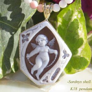 Pietro Simonelli作猫のシェルカメオ K18ペンダントトップ最終値 Pietro Simonelli作猫のシェルカメオ K18ペンダントトップ最終値