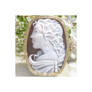 Patrizia Parlati作 シェルカメオ 天然ダイヤモンド 0.04ct K18 