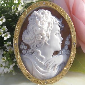 K18 シェルカメオ ペンダントトップ 13mm×18mm 18金イエローゴールド