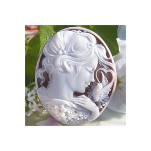 CAMEO Pietro Simonelli作 シェルカメオ ルース 【Heart Bird】 : 千年