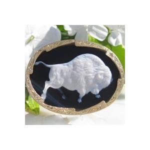 CAMEO ドイツIdar Oberstein産ブラックメノウK18, SILVERカメオ  