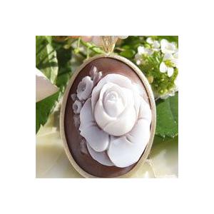 カメオ ペンダント【美しい薔薇】Ciro Gaglione作 シェルカメオ/K18  