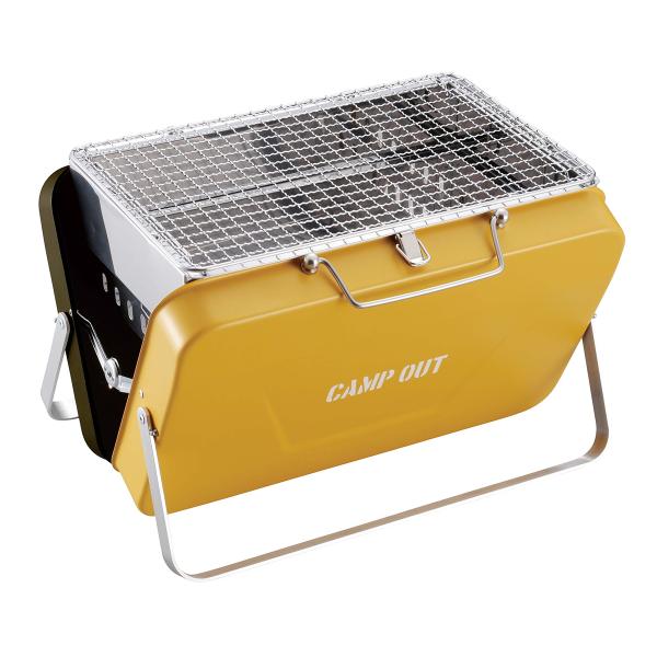 キャプテンスタッグ  UG-74 キャンプアウトV型ファイアグリル（オールドイエロー×オリーブ）