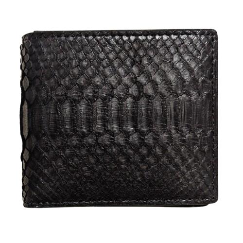 蛇革 パイソン本革 二つ折り財布 カラー：ブラック 化粧箱付き 本物 RDOP10163BK