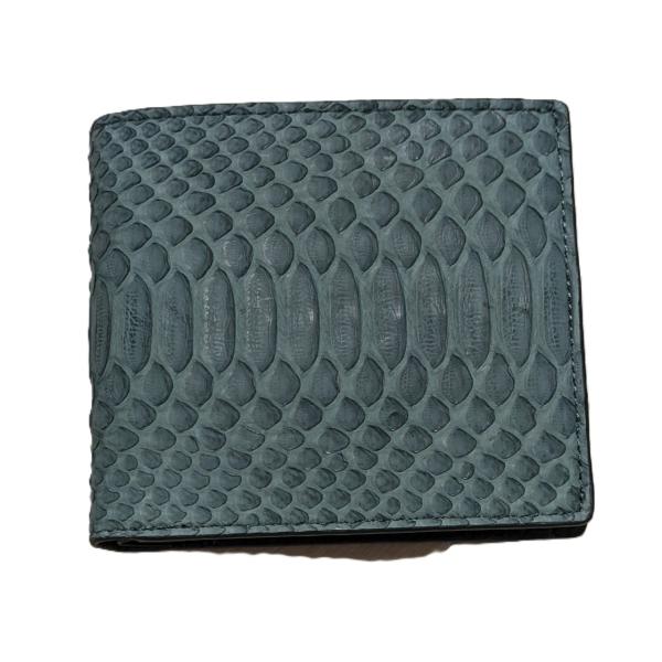 蛇革 パイソン本革 二つ折り財布 カラー：キプロスグリーン 化粧箱付き 本物 RDOP10163CG...