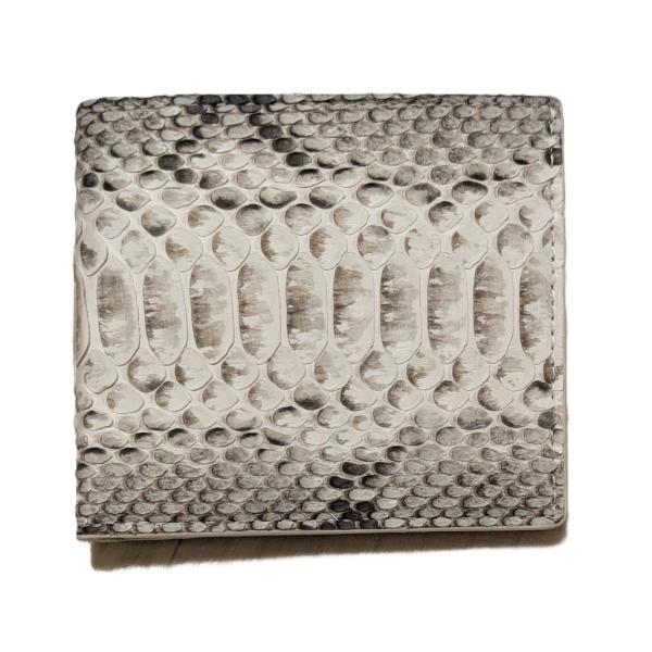 蛇革 パイソン本革 二つ折り財布 カラー：ナチュラル 化粧箱付き 本物 RDOP10163NAL 送...