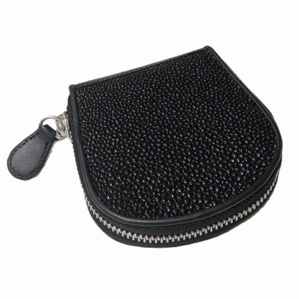 【メール便発送】エイ 革 コインケース 小銭入れ ガルーシャ 本革 フルブラック ウォレット メンズ...