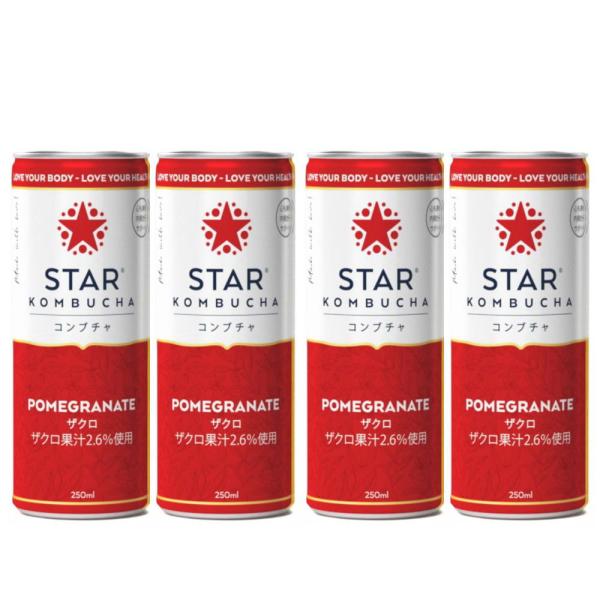 送料無料 スターコンブチャ ザクロ(発酵飲料)[250ml×4本]STAR KOMBUCHA POM...