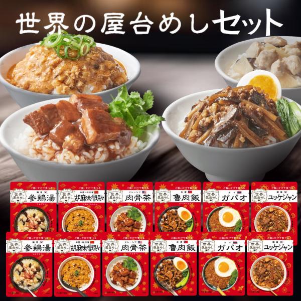 世界の屋台めし 全6種×各2個 参鶏湯 胡麻味噌担々 魯肉飯 ユッケジャン ガパオ 肉骨茶 (常温便...