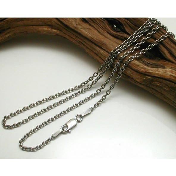 2.3mm 55cｍ あずきチェーン燻し加工オキシダイCX655 シルバーネックレス メンズネックレ...