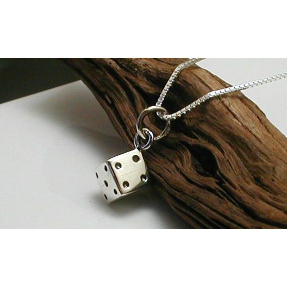 激渋サイコロ（ダイス）ネックレスベネチアンチェーン付き シルバーネックレス メンズネックレス シルバ...