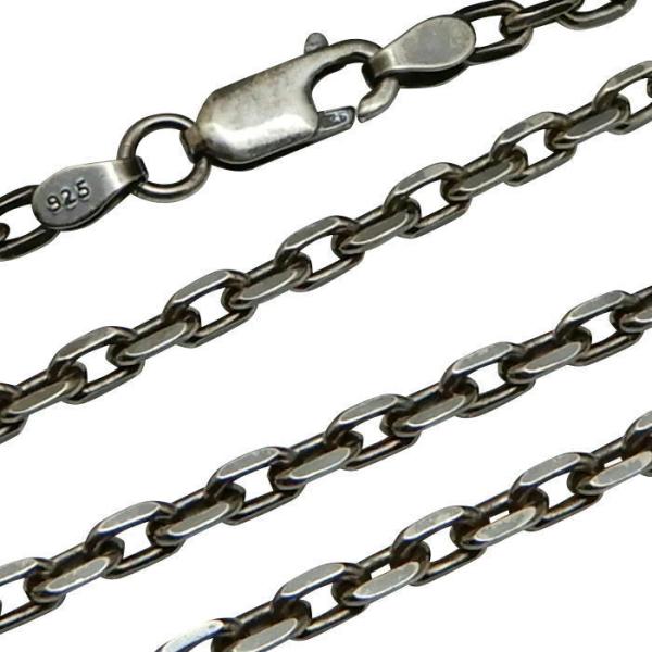シルバー925 チェーン メンズ ネックレス あずきチェーン 燻し加工 50cm 3.2mm かっこ...