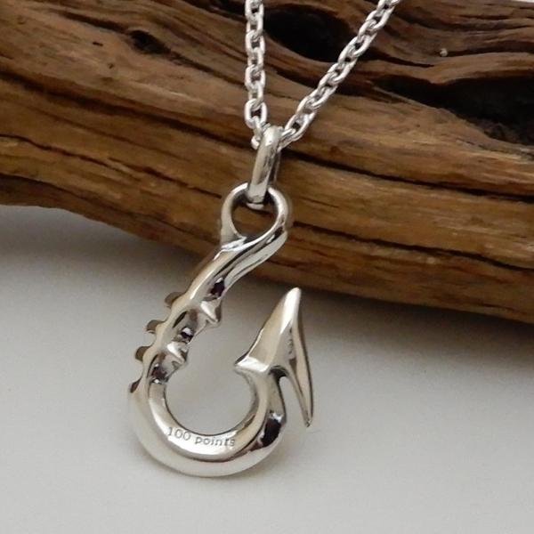 釣り針 ネックレス メンズ シルバー925 フィッシュフック シルバーネックレス メンズ あずきチェ...