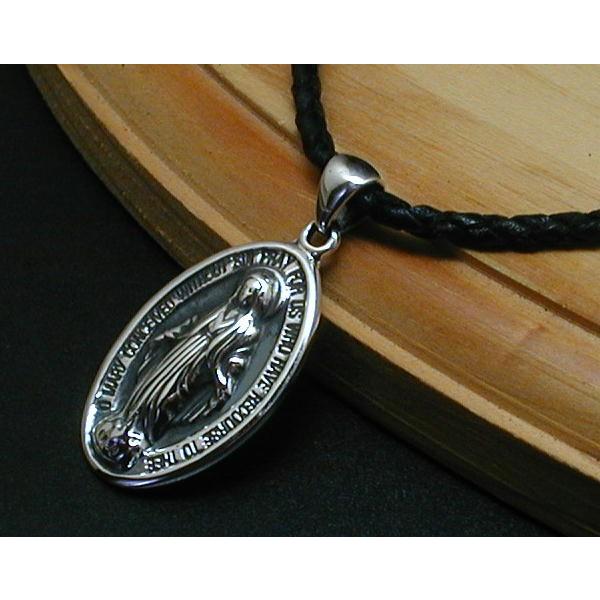 ドでかい愛に満ち溢れたアリア像ネックレス(手作り革紐)PG108kbシルバー925 メンズネックレス...