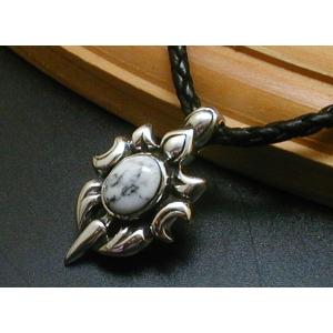 （大人かっこいい）ホワイトターコイズ本革紐ネックレス（本革紐付き）シルバー925