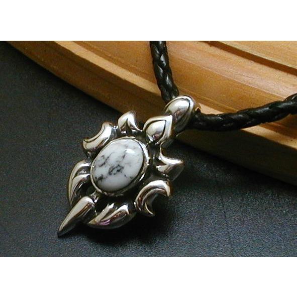 （大人かっこいい）ホワイトターコイズ本革紐ネックレス（本革紐付き）シルバー925 メンズネックレス ...