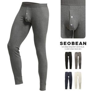 SEOBEAN セビン 裏微起毛 リブ編み 前開きボタン ローライズスパッツ 062 ロング レギンス 防寒｜101shop