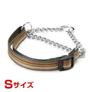 ルークラン レ マタン コカン 犬用首輪 ハーフチョーク マルチストライプ×カーキ S 4571357062578 #w-146756