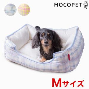 Homey パステルチェックスクエアベッド Mサイズ ブルー ベッド クッション 4981528812398 #w-163856-00-01 シャーベットカラー