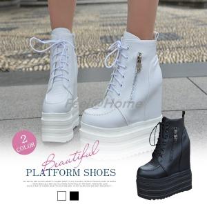 厚底ショートブーツ 14cmヒール 黒 ブラック コスプレ 靴 厚底 スニーカー レディース レースアップシューズ 学生服 コス 大きいサイズあり Chddxn24 Feel Home 通販 Yahoo ショッピング