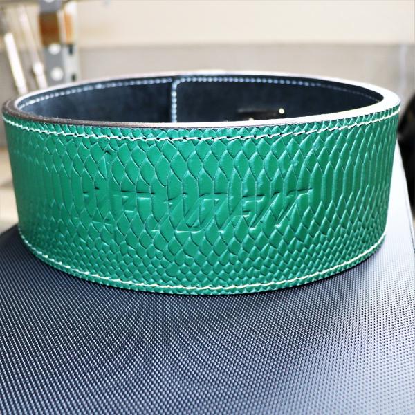 レバーアクションベルト パワーベルト リフティングベルト レザー ダークグリーン クロコダイル柄 筋...